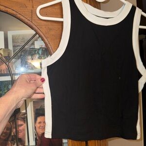NEW NWOT LARGE Black and White Tank Crop Top.